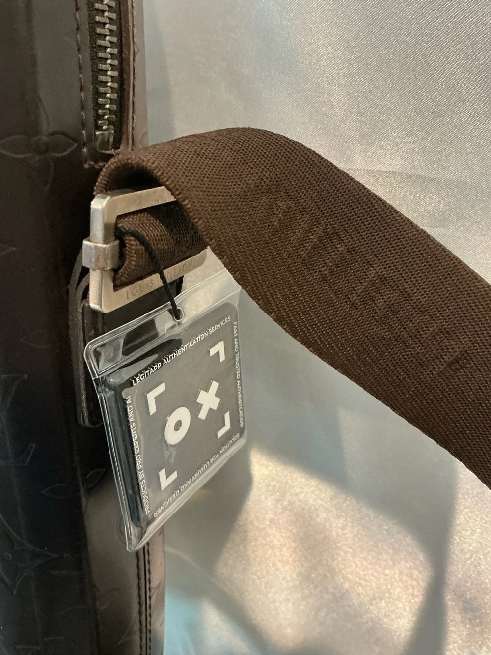 Louis Vuitton Glace Monogram Leather Messenger Bag Brown w COA Dustbag